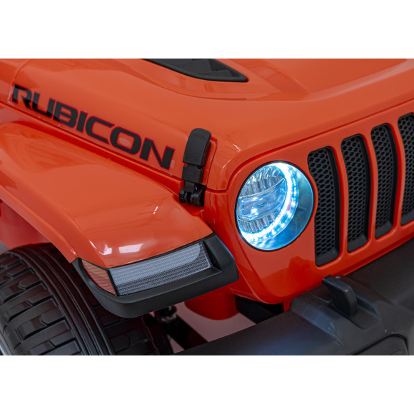 Jeep Wrangler Rubicon na akumulator dla dzieci Pomarańczowy + Pilot + Radio MP3 LED + Koła EVA