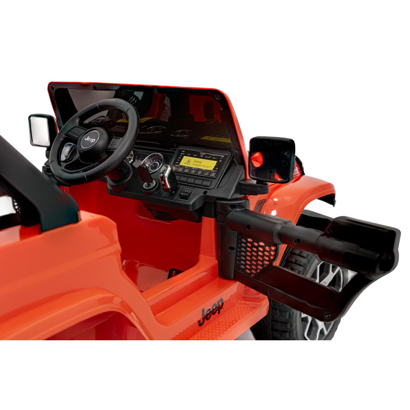Jeep Wrangler Rubicon na akumulator dla dzieci Pomarańczowy + Pilot + Radio MP3 LED + Koła EVA