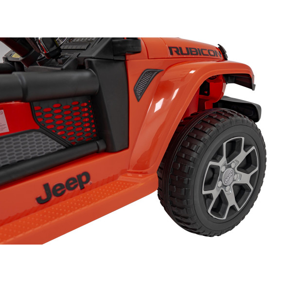Jeep Wrangler Rubicon na akumulator dla dzieci Pomarańczowy + Pilot + Radio MP3 LED + Koła EVA