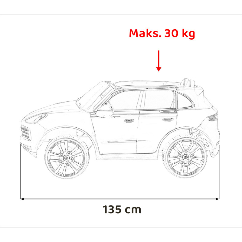 Porsche Cayenne S na akumulator dla dzieci Lakier Biały + Pilot + Wolny START + EVA + Audio LED