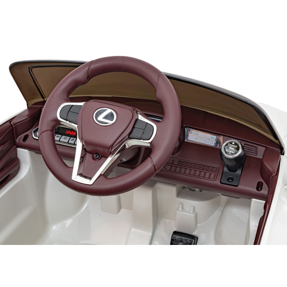 Lexus LC500 na akumulator dla dzieci Biały + Pilot + Wolny Start + EVA + Audio LED Lexus LC500 na akumulator dla dzieci Biały + Pilot + Wolny Start + EVA + Audio LED