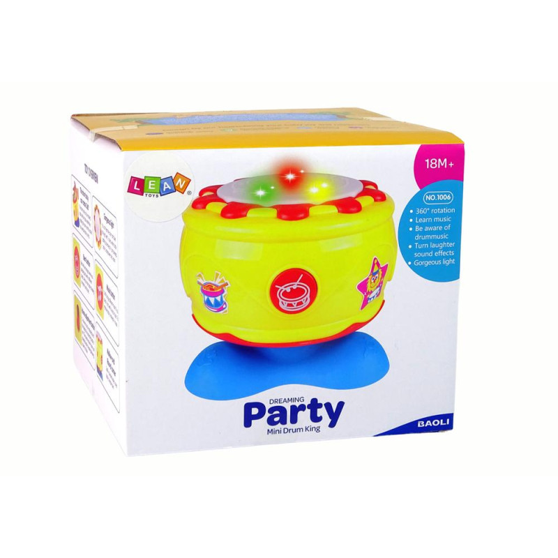 Duży Interaktywny Bębenek Muzyczny Światełka 19 cm