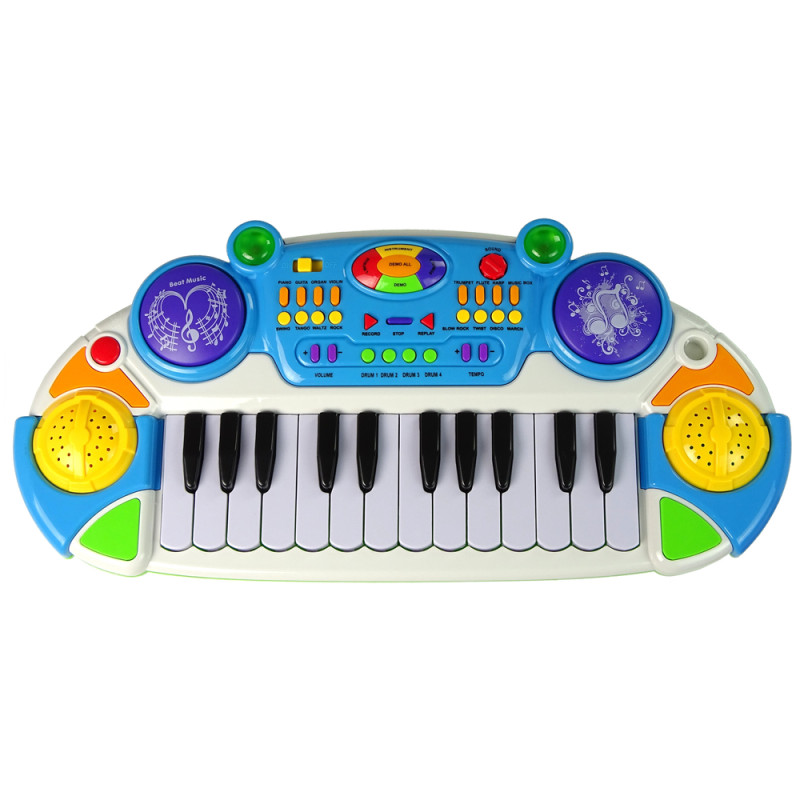 Organy Keyboard Krzesełko Mikrofon Niebieski