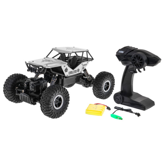 Crawler Monster dla dzieci 6+ Zdalnie sterowany Srebrny model 1:18 Ekstremalna jazda Crawler Monster dla dzieci 6+ Zdalnie sterowany Srebrny model 1:18 Ekstremalna jazda