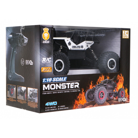 Crawler Monster dla dzieci 6+ Zdalnie sterowany Srebrny model 1:18 Ekstremalna jazda Crawler Monster dla dzieci 6+ Zdalnie sterowany Srebrny model 1:18 Ekstremalna jazda