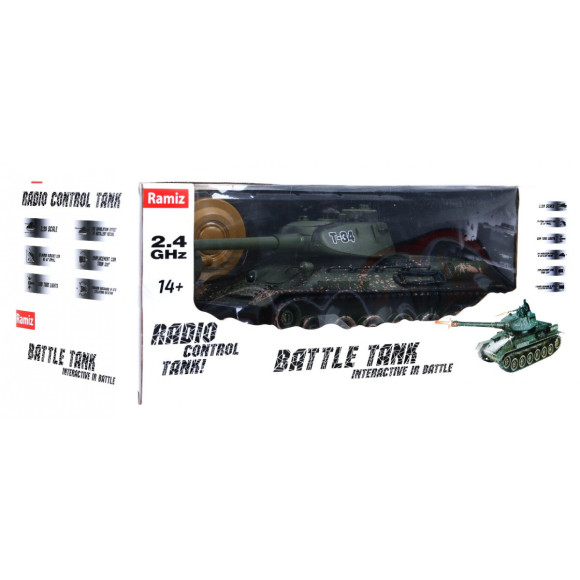 Zdalnie sterowany czołg T-34 dla dzieci 3+ Strzelający model Kamuflaż 1:28 + Wielka Bitwa Czołgów + Dźwięki Światła Zdalnie sterowany czołg T-34 dla dzieci 3+ Strzelający model Kamuflaż 1:28 + Wielka Bitwa Czołgów + Dźwięki Światła