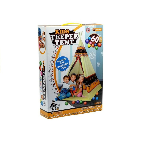 Namiot Tipi Indiański Dom Zabaw + 60 Piłek 155 cm