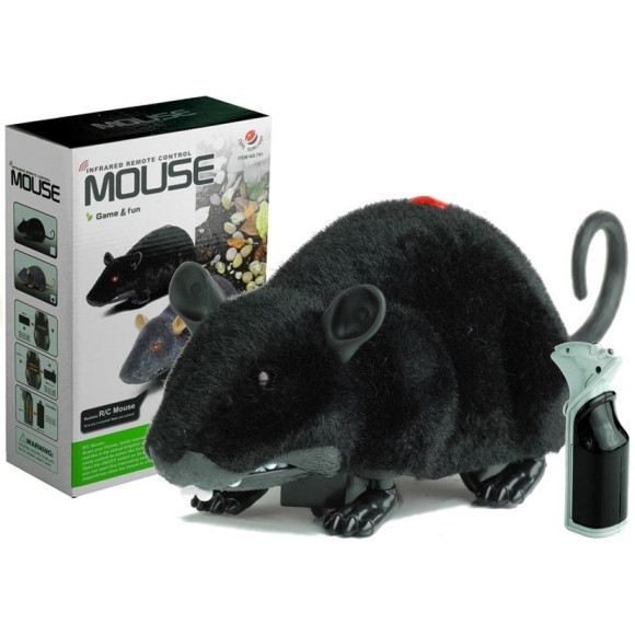 Mysz Zdalnie Sterowana Pilotem R/C Na Kółkach Duża Czarna Mysz Zdalnie Sterowana Pilotem R/C Na Kółkach Duża Czarna