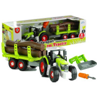 Rozkręcany Traktor z Przyczepą z Drewnem 43 cm
