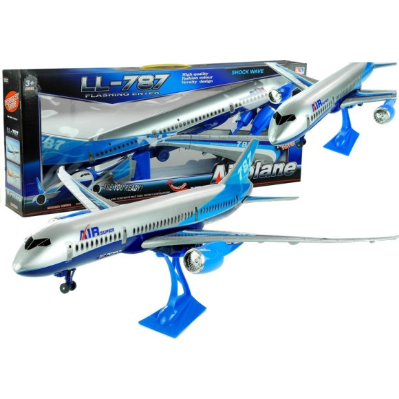 Granatowy Samolot Napęd Stojaczek 69 cm Granatowy Samolot Napęd Stojaczek 69 cm