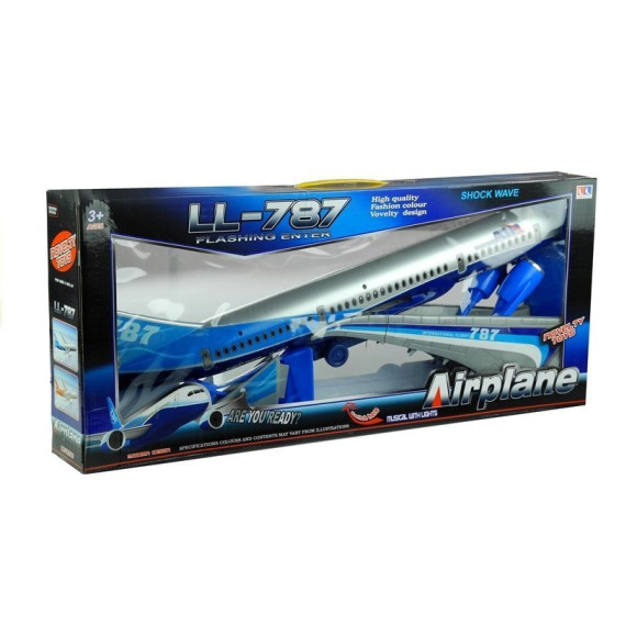 Granatowy Samolot Napęd Stojaczek 69 cm Granatowy Samolot Napęd Stojaczek 69 cm