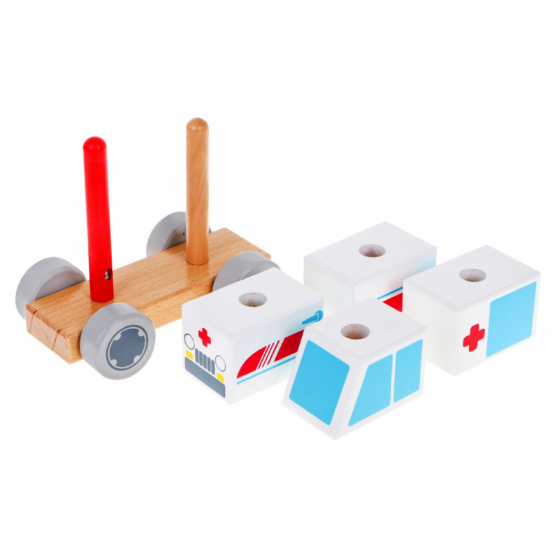 Drewniane Autko Ambulans