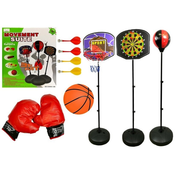 Zestaw Gier Sportowych 3w1 Koszykówka Rzutki Boks Zestaw Gier Sportowych 3w1 Koszykówka Rzutki Boks
