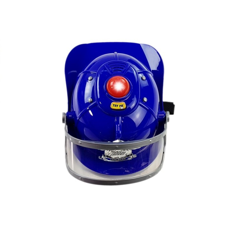 Zestaw Policyjny Hełm Broń na Baterie Światła Dźwięki Niebieski