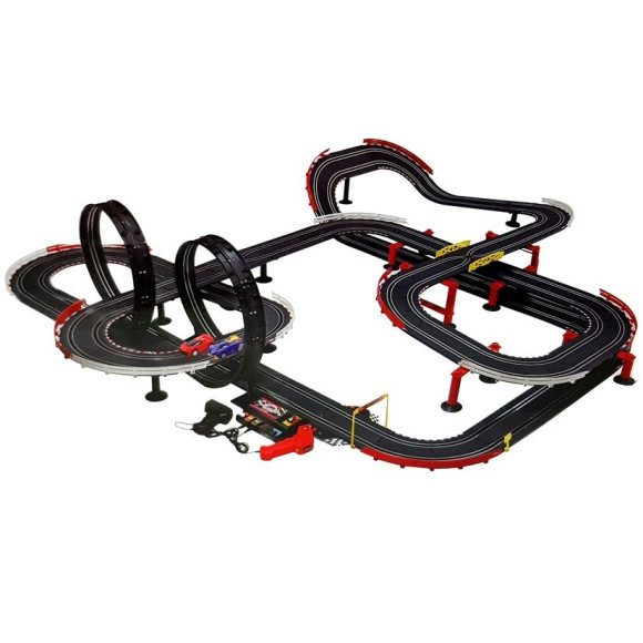 Tor Wyścigowy z Samochodzikami 2 Autka 1420 cm Turbo 1:43 Kontrolery Tor Wyścigowy z Samochodzikami 2 Autka 1420 cm Turbo 1:43 Kontrolery