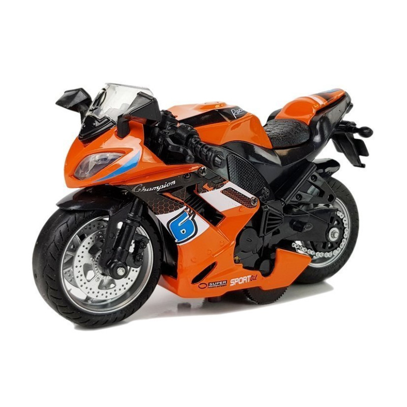 Motocykl z Napędem Frykcyjnym Dźwięki Motor 1:14 Pomarańczowy
