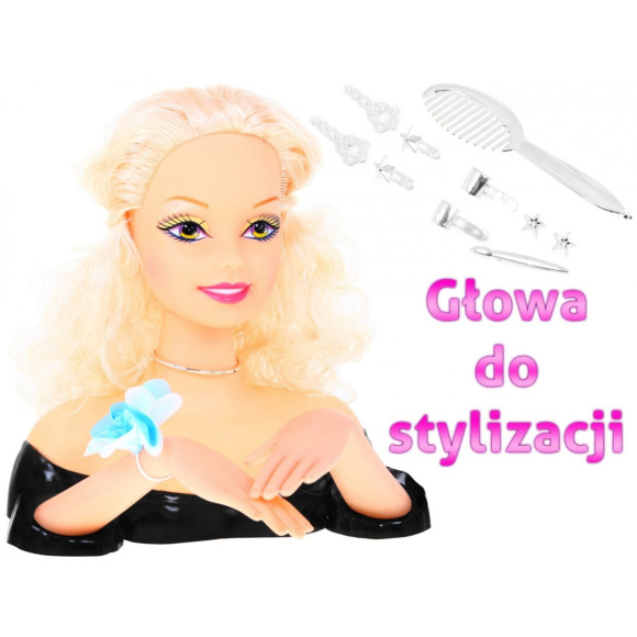 Lalka blondynka do stylizacji włosów dla dzieci 3+ Zestaw do czesania + Ozdoby akcesoria