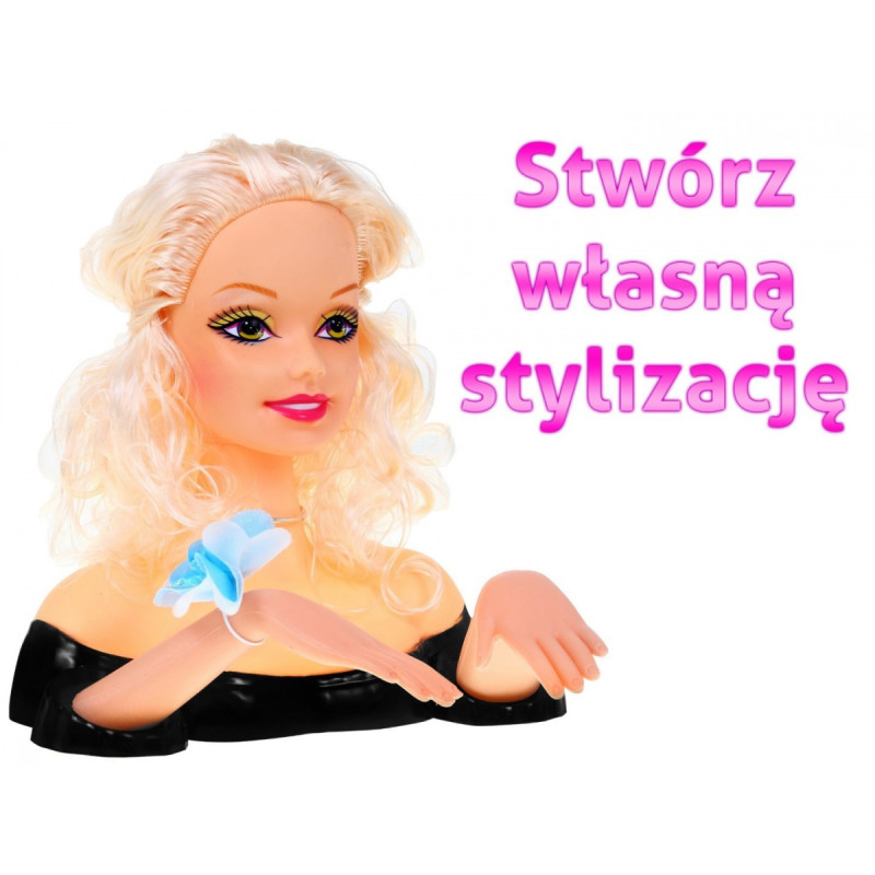 Lalka blondynka do stylizacji włosów dla dzieci 3+ Zestaw do czesania + Ozdoby akcesoria