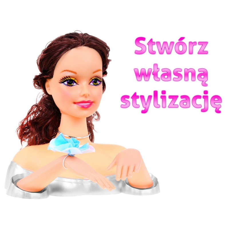 Lalka brunetka do stylizacji włosów dla dzieci 3+ Zestaw do czesania + Ozdoby akcesoria