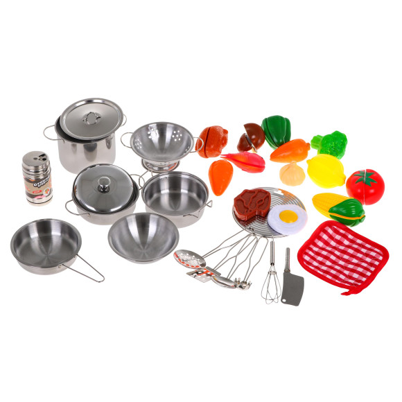 Mega zestaw kuchenny dla dzieci 3+ Metalowe garnki + Przybory kuchenne + Jedzenie 30 el. Mega zestaw kuchenny dla dzieci 3+ Metalowe garnki + Przybory kuchenne + Jedzenie 30 el.