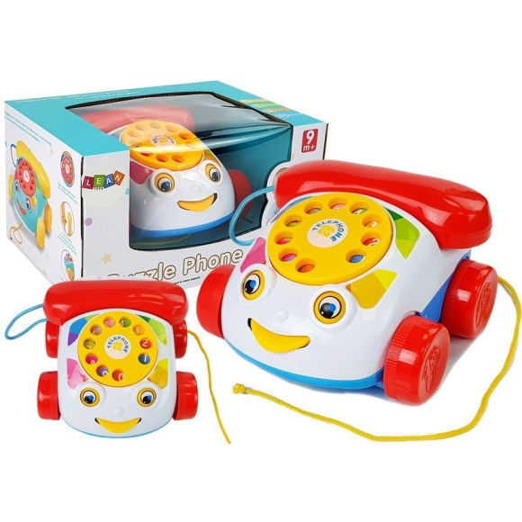 Telefon  Do Ciągnięcia na Kółkach ze słuchawka na Baterie dla Niemowlęcia