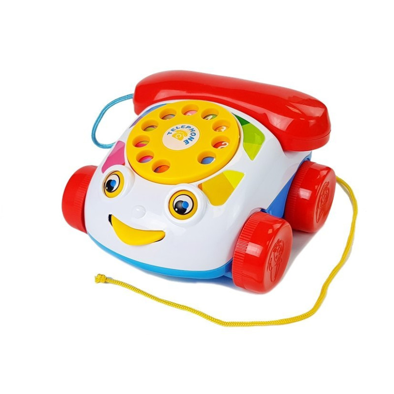Telefon  Do Ciągnięcia na Kółkach ze słuchawka na Baterie dla Niemowlęcia