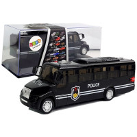 Autobus Policja Czarny z Napędem Frykcyjnym Na Baterie Dźwięk