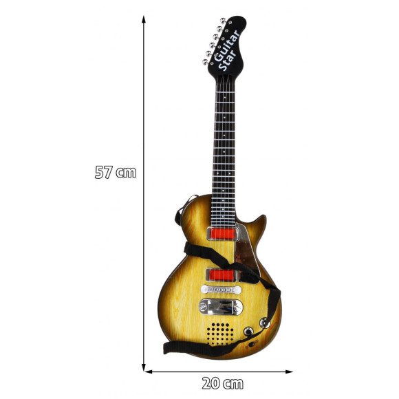 Elektryczna Gitara dla dzieci 3+ imitacja drewna + Słuchawki z mikrofonem + Dźwięki Światła