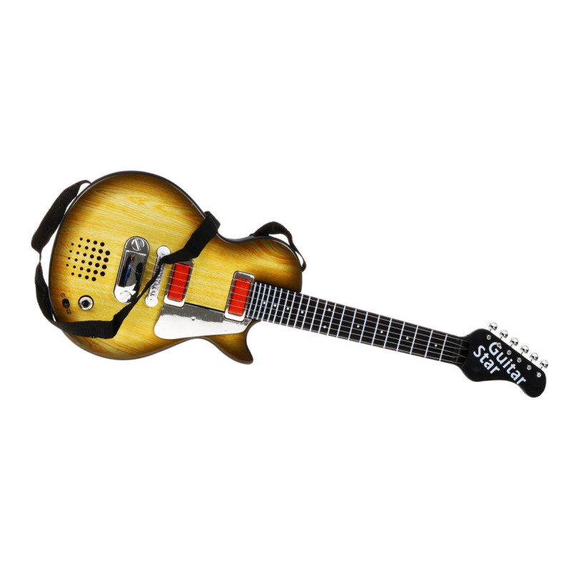 Elektryczna Gitara dla dzieci 3+ imitacja drewna + Słuchawki z mikrofonem + Dźwięki Światła