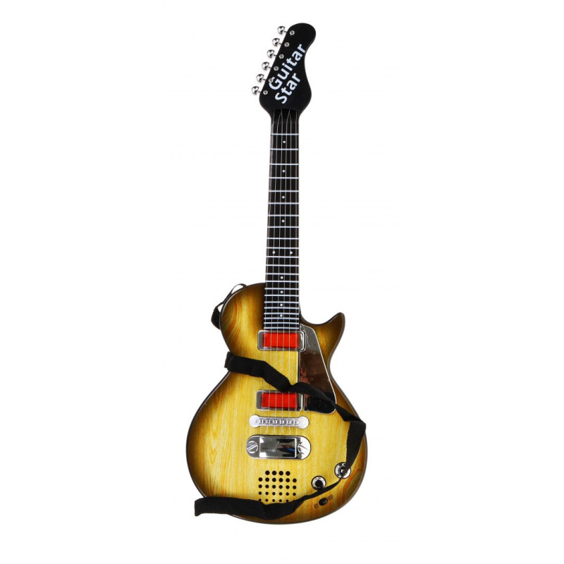 Elektryczna Gitara dla dzieci 3+ imitacja drewna + Słuchawki z mikrofonem + Dźwięki Światła