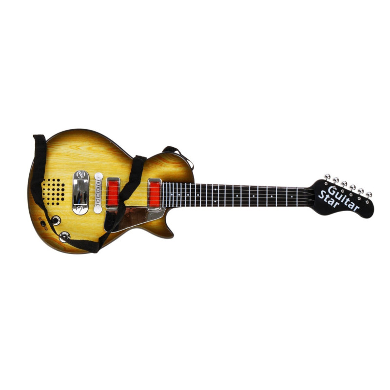 Elektryczna Gitara dla dzieci 3+ imitacja drewna + Słuchawki z mikrofonem + Dźwięki Światła