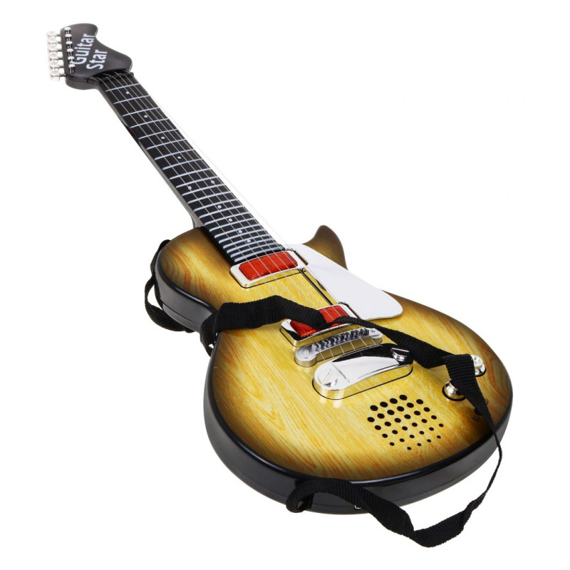 Elektryczna Gitara dla dzieci 3+ imitacja drewna + Słuchawki z mikrofonem + Dźwięki Światła