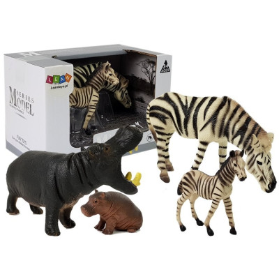 Zestaw Figurek Zwierzęta Afryka Hipopotam Zebra