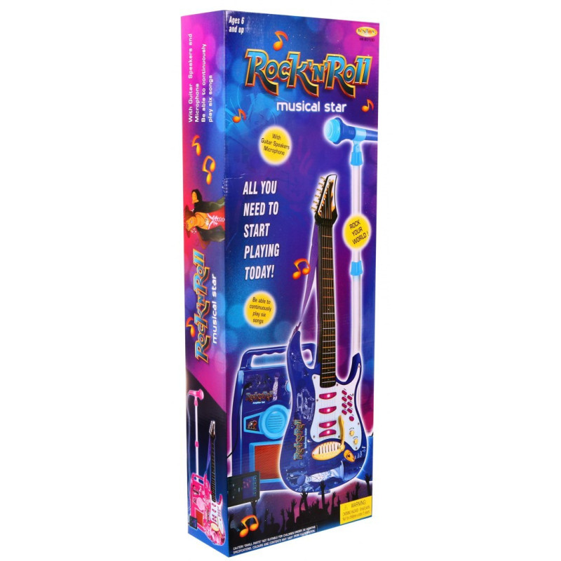 Gitara z akcesoriami dla dzieci 6+ Różowy zestaw muzyczny Wzmacniacz  + Mikrofon