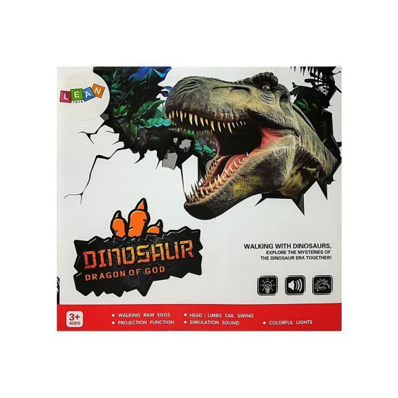 Dinozaur Zielony na Baterie Porusza się z Projektorem Dźwiękiem