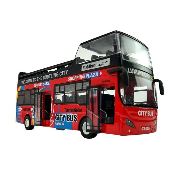 Autobus Piętrowy z Dźwiękiem 1:32 Otwierane Drzwi Czerwony Autobus Piętrowy z Dźwiękiem 1:32 Otwierane Drzwi Czerwony