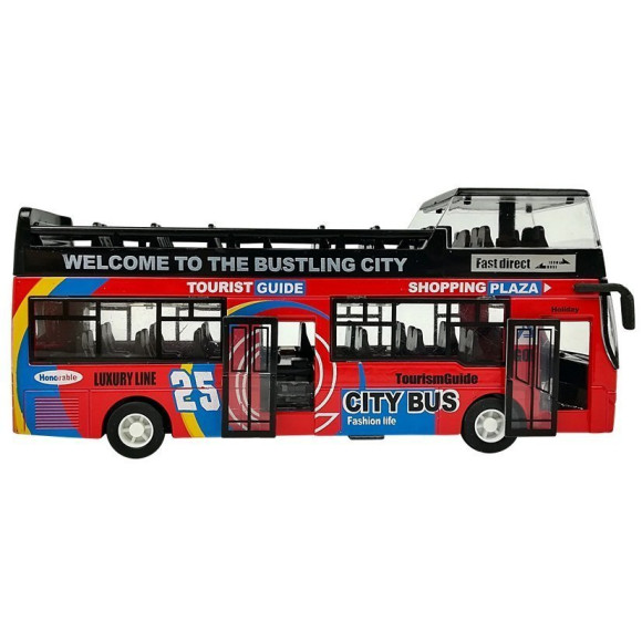 Autobus Piętrowy z Dźwiękiem 1:32 Otwierane Drzwi Czerwony Autobus Piętrowy z Dźwiękiem 1:32 Otwierane Drzwi Czerwony