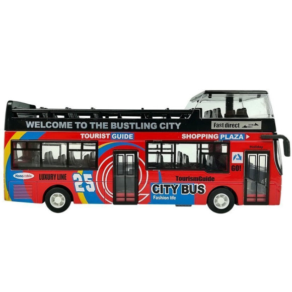 Autobus Piętrowy z Dźwiękiem 1:32 Otwierane Drzwi Czerwony Autobus Piętrowy z Dźwiękiem 1:32 Otwierane Drzwi Czerwony