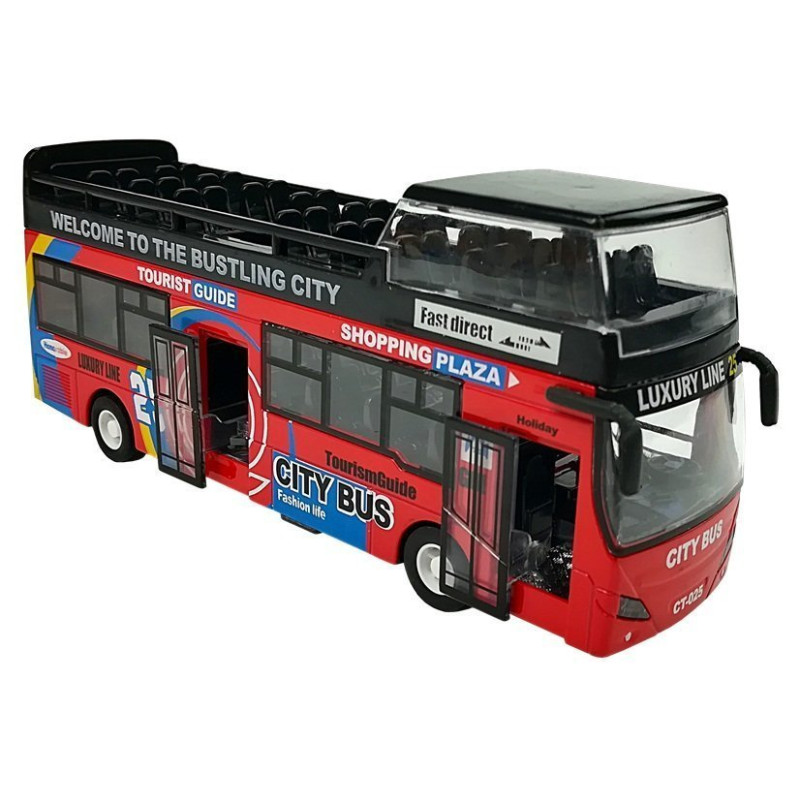 Autobus Piętrowy z Dźwiękiem 1:32 Otwierane Drzwi Czerwony