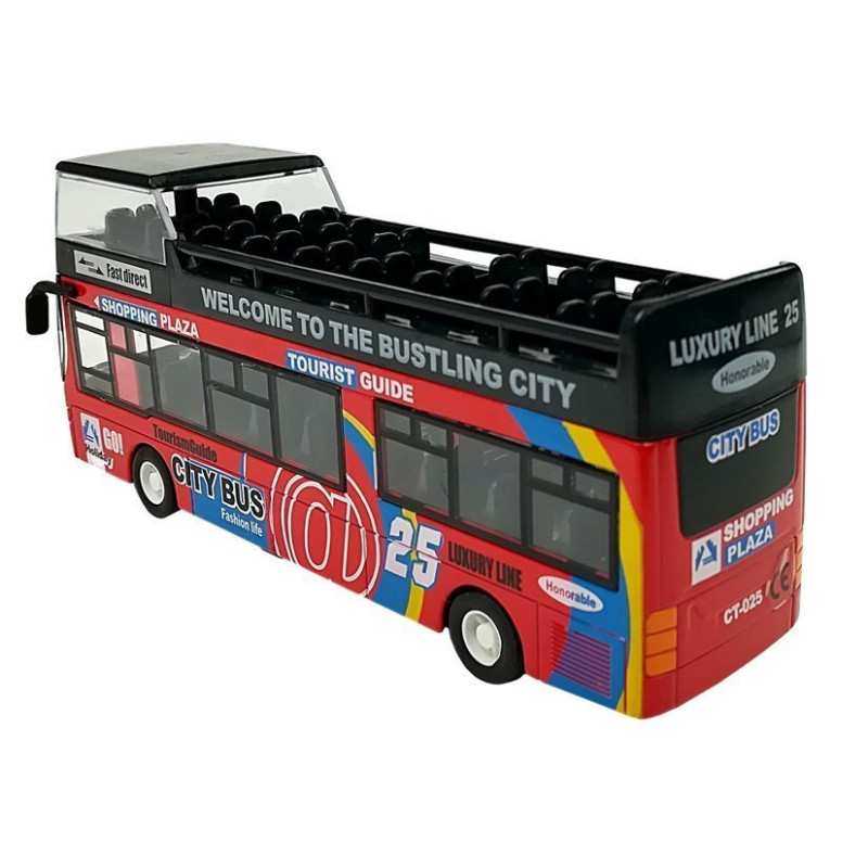 Autobus Piętrowy z Dźwiękiem 1:32 Otwierane Drzwi Czerwony