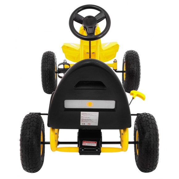 Gokart Champion na pedały dla dzieci 3+ Żółty + Pompowane opony + Regulowane siedzisko + Ręczny hamulec