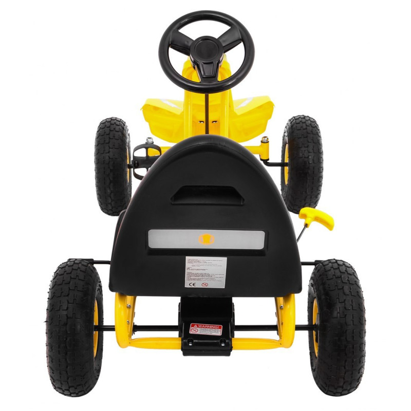 Gokart Champion na pedały dla dzieci 3+ Żółty + Pompowane opony + Regulowane siedzisko + Ręczny hamulec