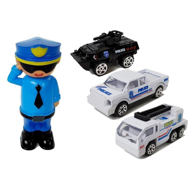 Auto Policyjne Schowek Garaż  2w1 Policjant Małe Autka Dźwięk Światła