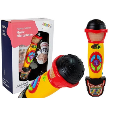 Mikrofon Żółto- Czarny Karaoke Nagrywający Piosenki