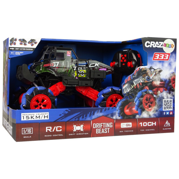 Auto Terenowe Drift Zdalnie Sterowane 1:16 Niebieskie 2.4G Obrót 360 Stopni