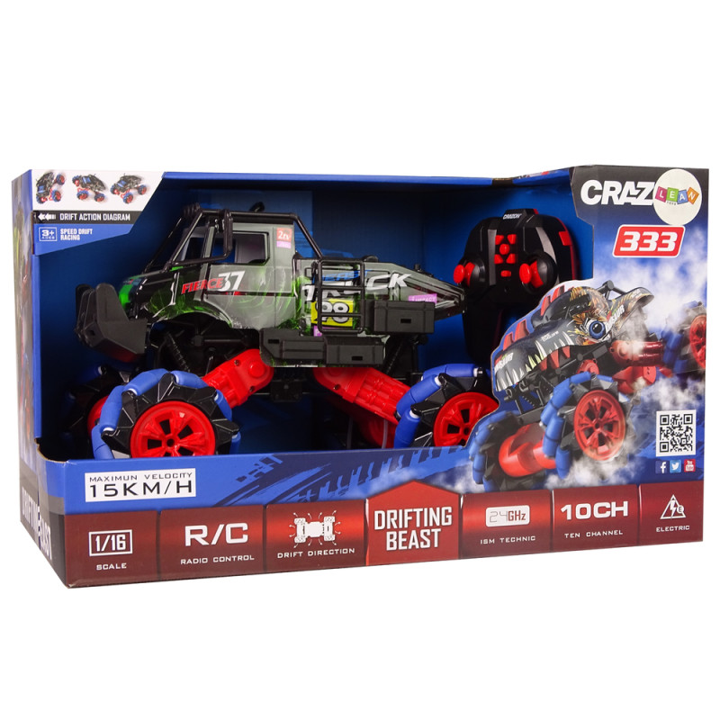 Auto Terenowe Drift Zdalnie Sterowane 1:16 Zielony 2.4G Obrót 360 Stopni