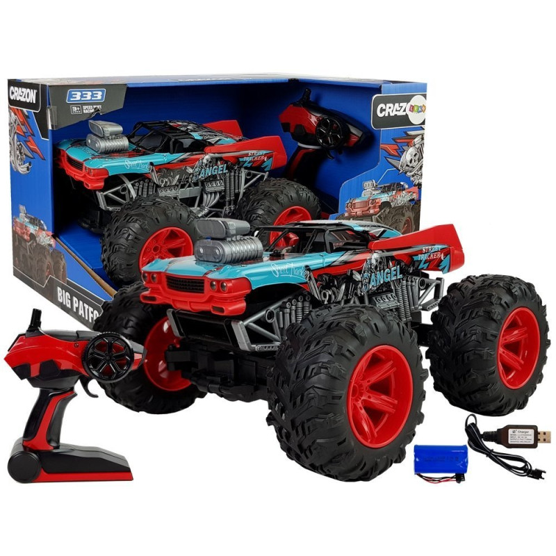 Auto Terenowe Zdalnie Sterowane 1:14  2.4G RC Czerwone Duże Koła