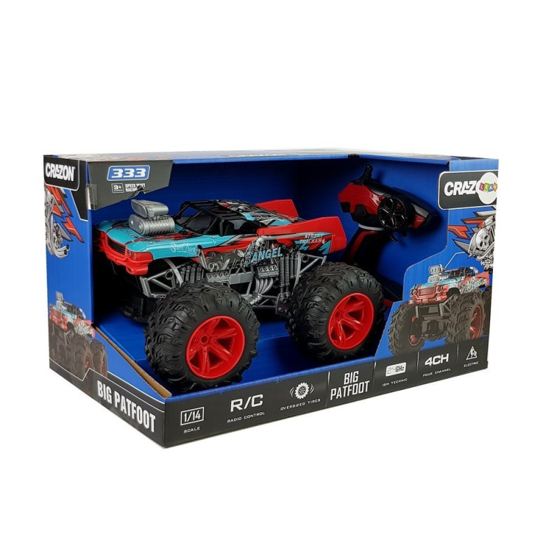 Auto Terenowe Zdalnie Sterowane 1:14  2.4G RC Czerwone Duże Koła
