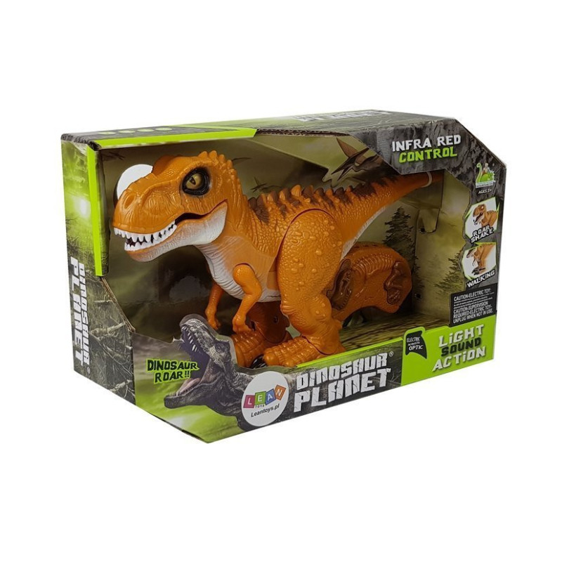 Dinozaur Zdalnie Sterowany R/C Brąz Dźwięk Światło Tyranozaur