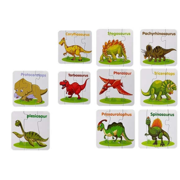 Puzzle Edukacyjne Dinozaury Angielski 10 Połączeń